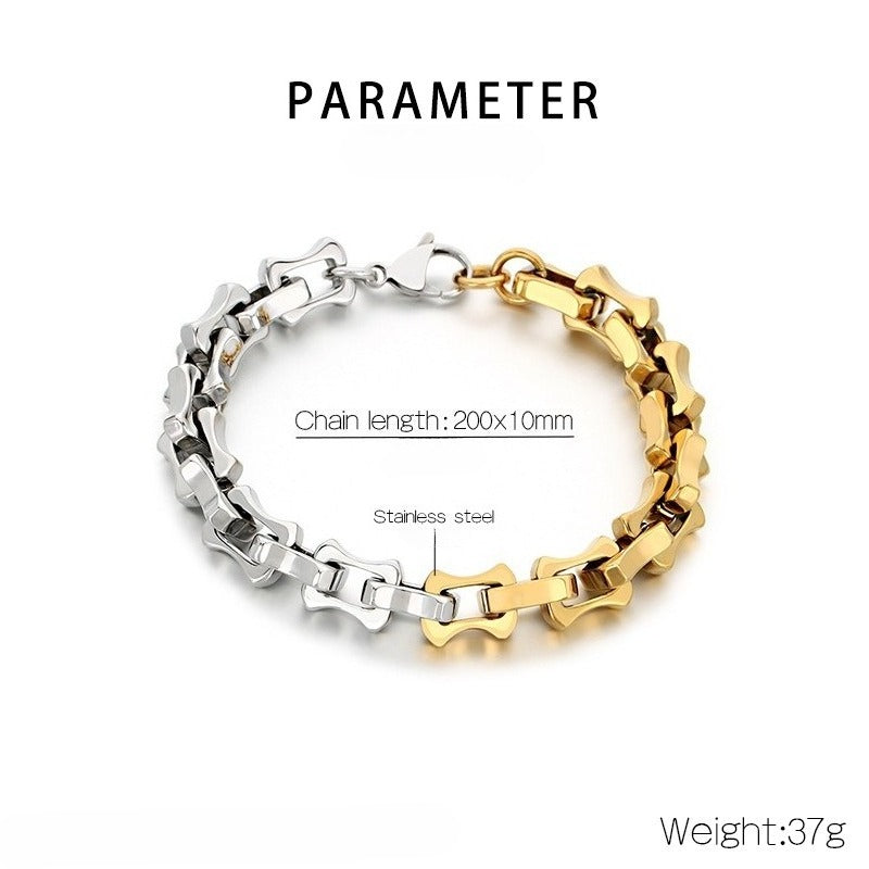 Kemstone Men’s Two-Tone Titanium Steel Bamboo Chain – 10/11/12mm KB207211-Z