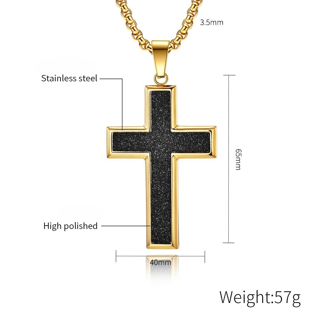 Kemstone Stainless Steel Cross Pendant Necklace for Men K-PT331