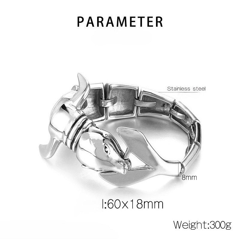 Kemstone Dolphin Bracelet for Men Titanium Steel Animal Jewelry KB42449-D