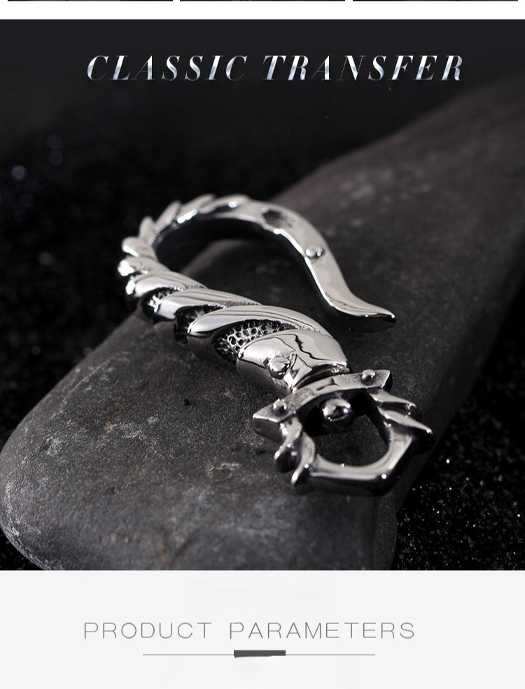 Kemstone Fishhook Pendant Necklace – Rustic Titanium Steel Maritime Symbol for Men KP47066-BD