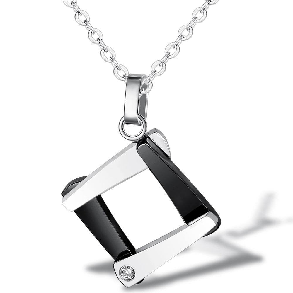 Kemstone Open Square Necklace for Men & Women Titanium Steel Two-Tone TN0052