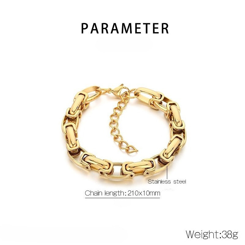 Kemstone Titanium Steel 10mm Oval Cuban Link Bracelet for Men KB210004-ZCG