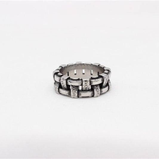 Kemston Titanium Steel Braided Ring for Men Vintage Gothic Band Style R1669