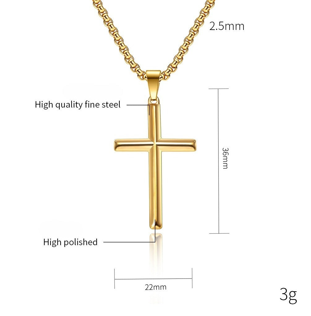Kemstone Stainless Steel Diamond-Cut Cross Pendant Necklace for Men K-PT391