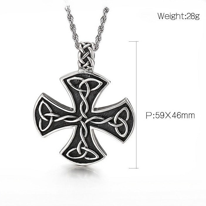 Kemstone Celtic Knot Cross Necklace for Men Titanium Steel Vintage KP54651-BD