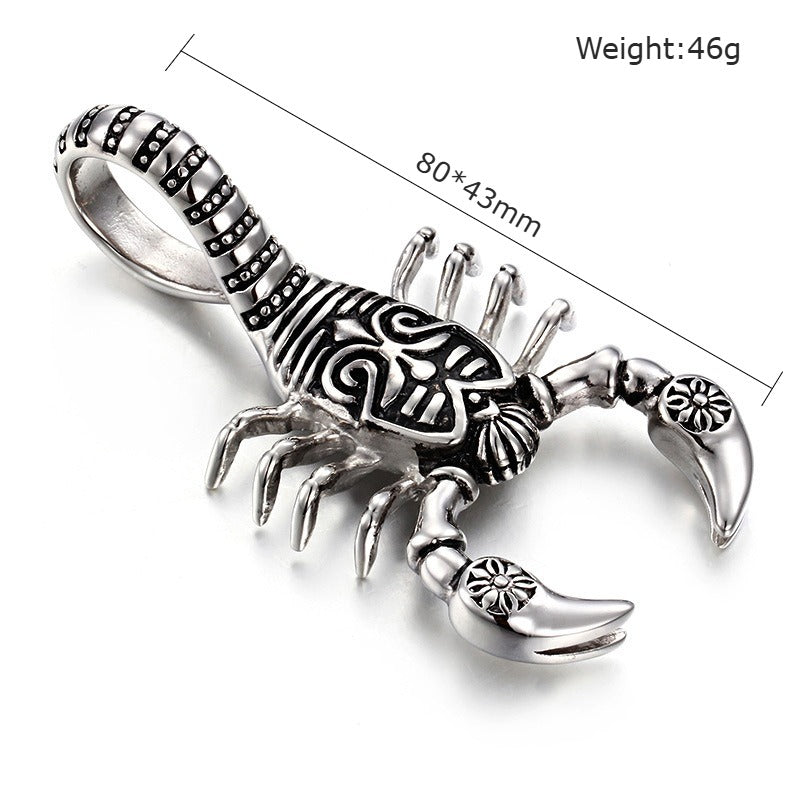Kemstone Men’s Titanium Steel Scorpion Pendant Necklace – Punk Totem KP52590-BD