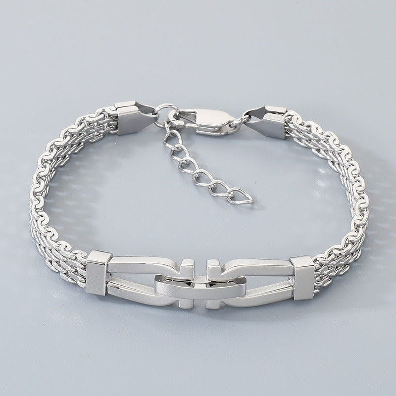 Kemstone Link Clasp Bracelet for Men Titanium Steel Woven Chain Adjustable KB212811-KFC
