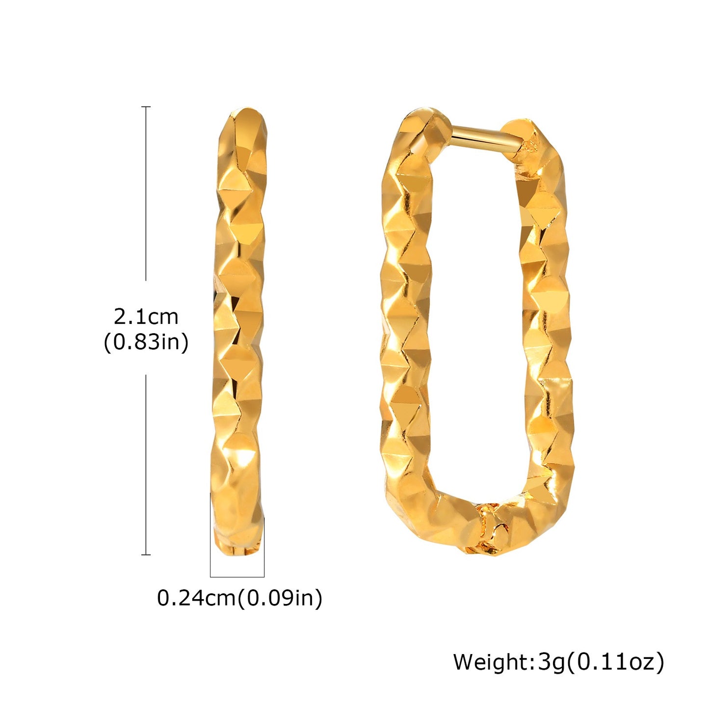 Elegantes pendientes geométricos de acero inoxidable con baño de oro bicolor para mujer EH-707