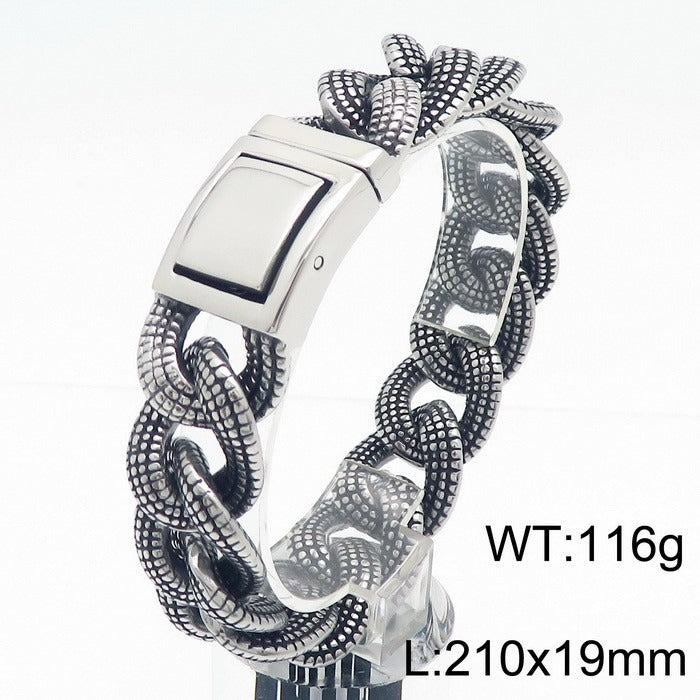 Kemstone Cuban Chain Bracelet Titanium Steel Thick Heavy Link for Men Gold Silver KB182582-KJX