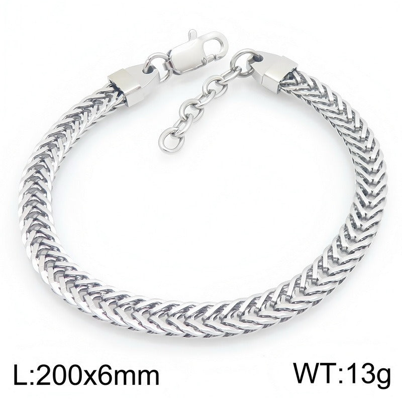 Kemston Braided Chain Bracelet for Men Stainless Steel Woven Texture KB216164-KFC