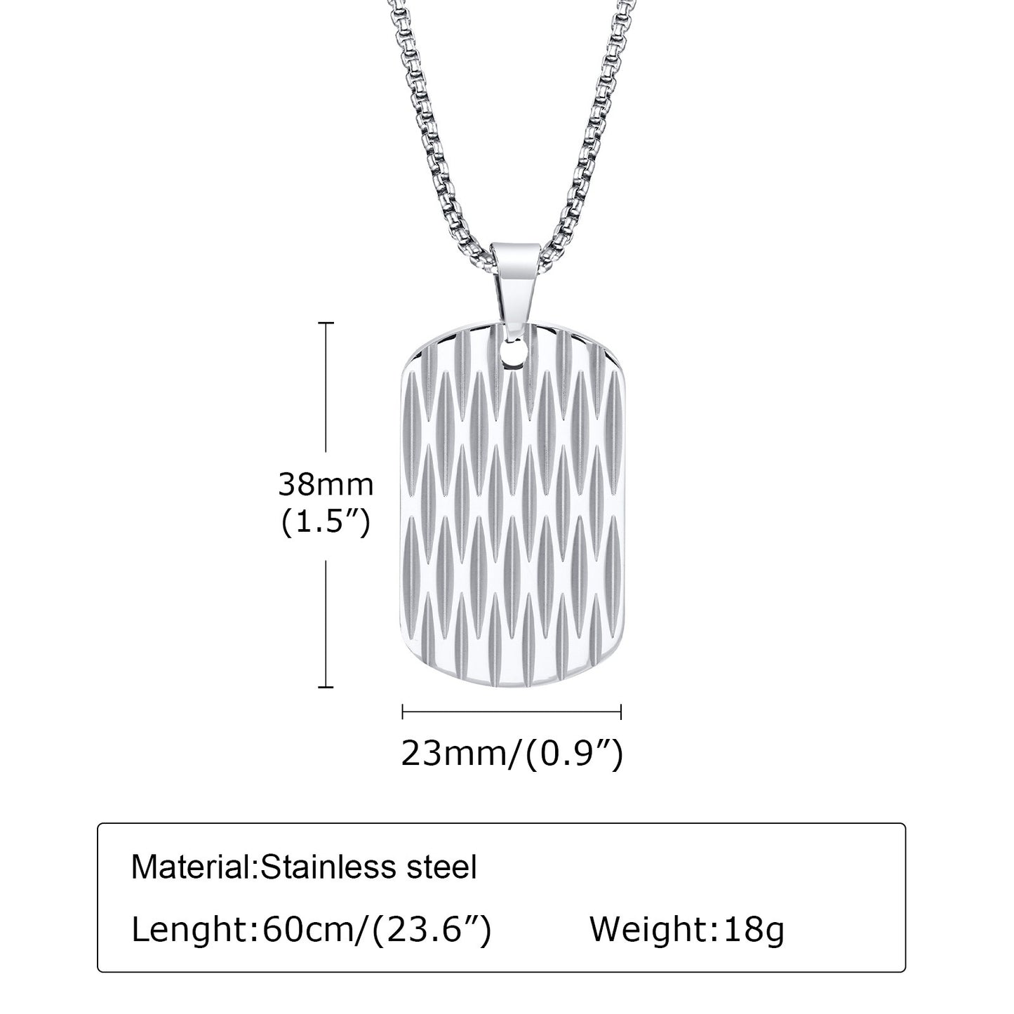 Kemstone Men’s Stainless Steel Geometric Ripple Dog Tag Pendant Necklace – Modern Street Style PN-1920