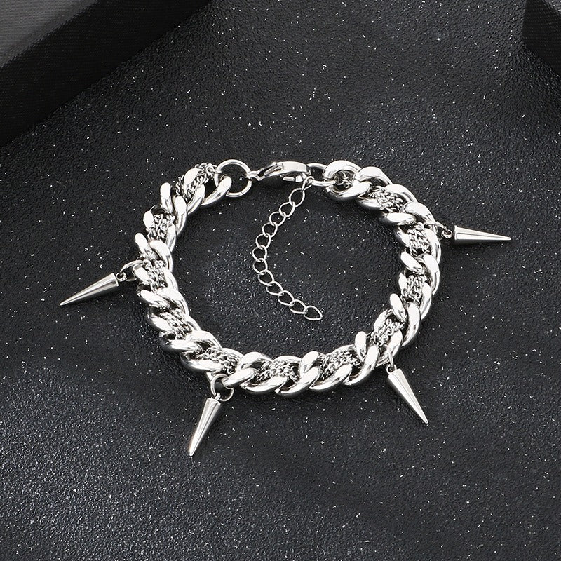 Kemstone Titanium Steel Cuban Link Bracelet for Men Spike Chain Punk Style KB211269-Z