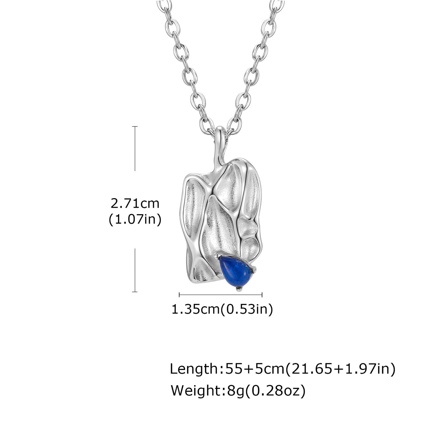 Kemstone Irregular Blue Inlay Stone Pendant Necklace for Men NC-2545