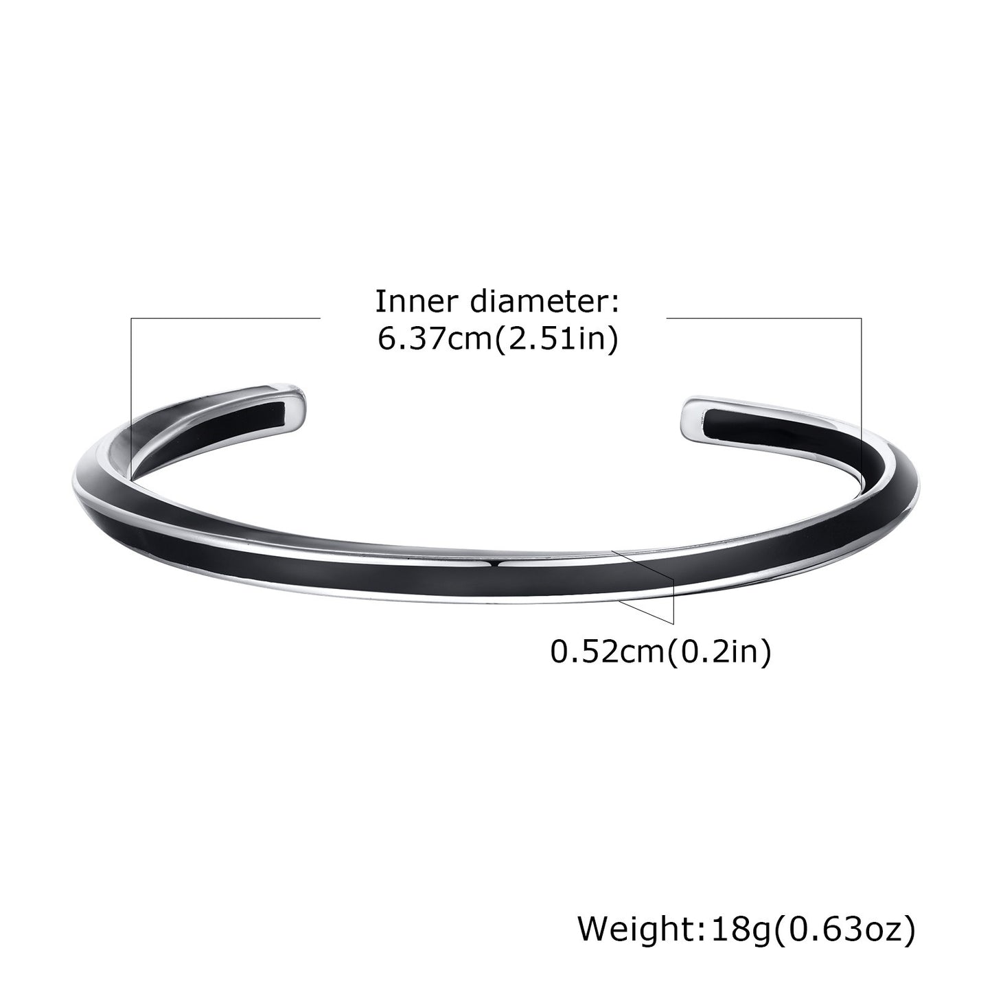 Kemstone Cuff Bracelet for Men Stainless Steel Black Mobius Design B-604