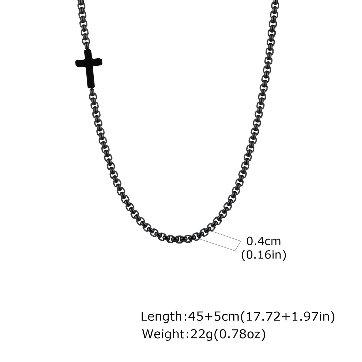 Kemstone Men’s Stainless Steel Cross Pendant Necklace Side Hanging NC-1892