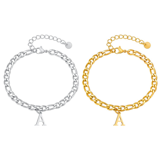 Kemstone Stainless Steel NK Chain Bracelet – Bold Letter Pendant for Men | Gothic Streetwear Jewelry BR-2058