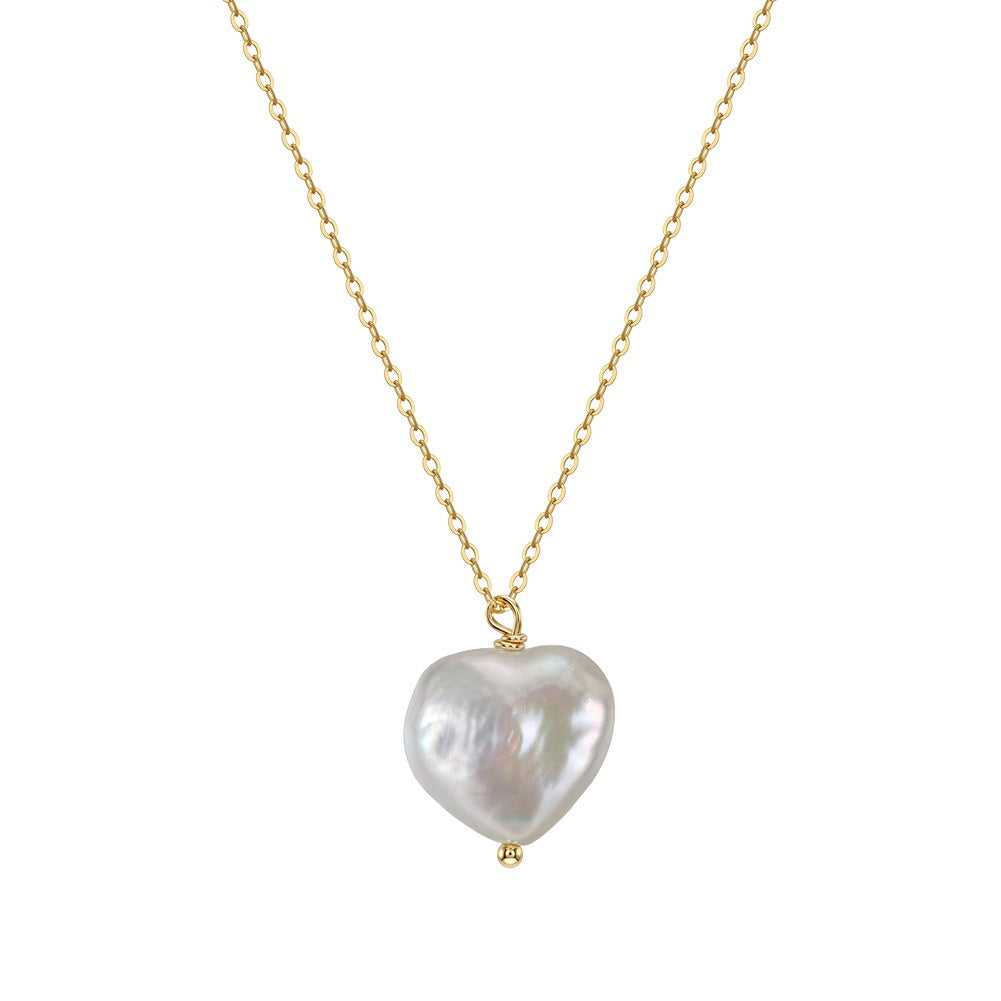 Kemston Baroque Heart Freshwater Pearl Necklace for Women 925 Sterling Silver GPN115