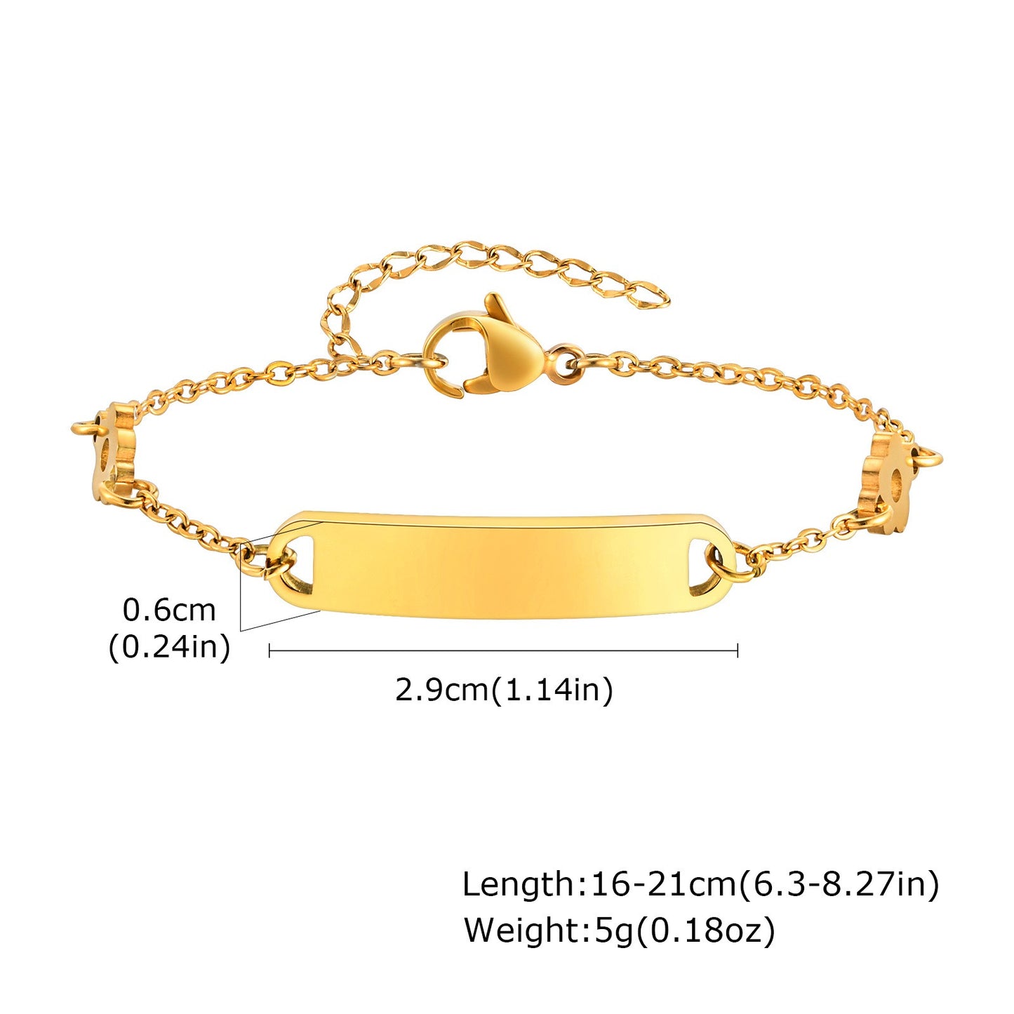 Pulsera de cadena cruzada plana de acero inoxidable Kemstone con colgante floral curvo - Joyería minimalista para mujer, elegancia para el día a día y diseño ideal para regalar BR-2159