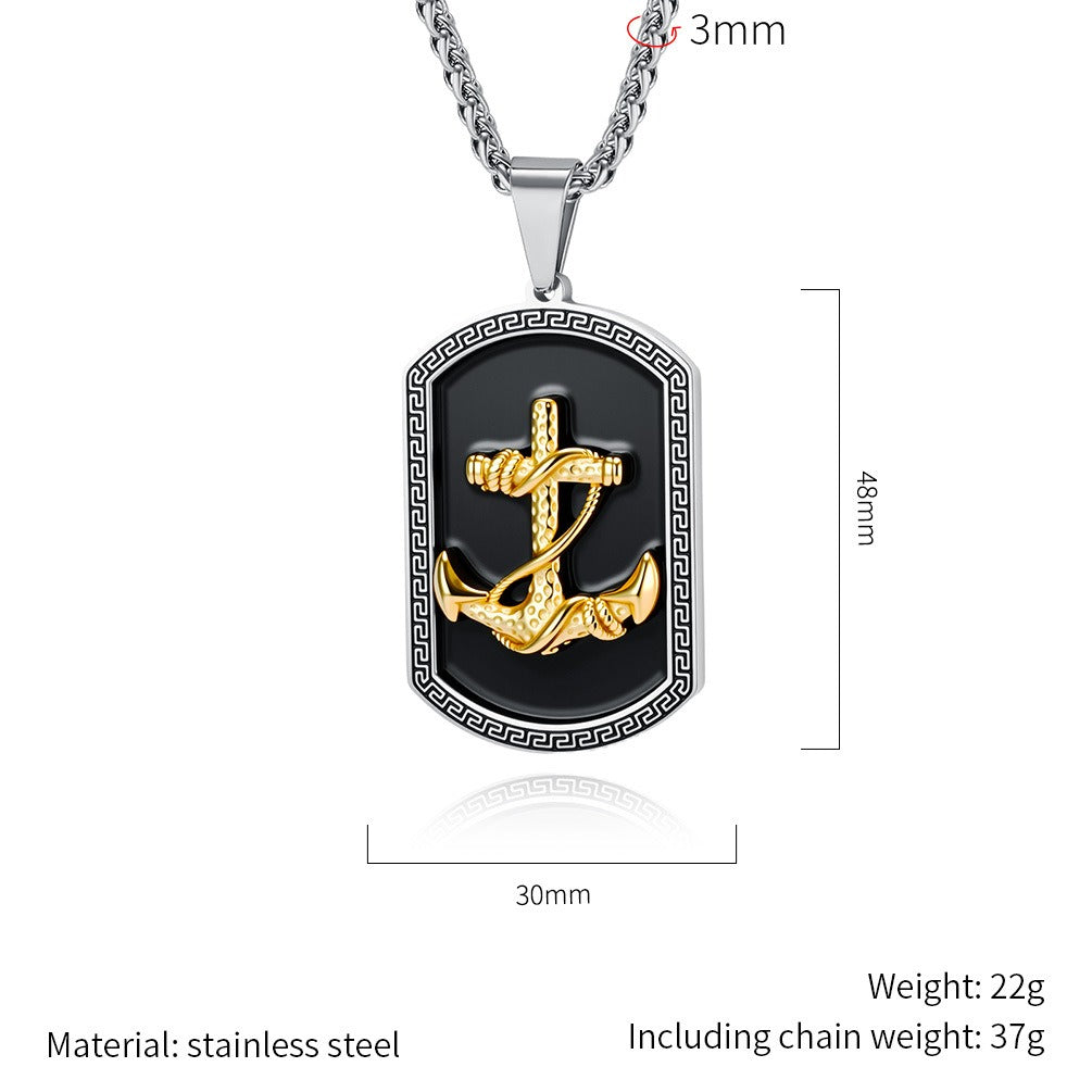 Kemstone Stainless Steel Anchor Pendant Necklace for Men – Vintage Street Style K-PT696