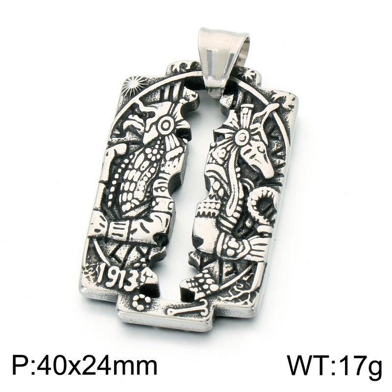 Kemstone Egyptian Winged Eagle Horus Eye Pendant Necklace Stainless Steel Myth Symbol Men KP118661-LU