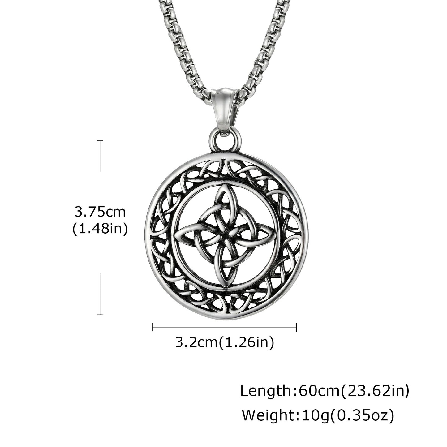 Kemstone Stainless Steel Celtic Knot Pendant Necklace for Men Round Openwork Design PN-2342