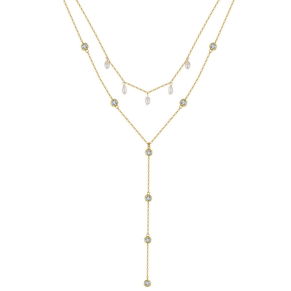 Product Title  Kemstone 925 Sterling Silver Layered Y Necklace for Women Pearl Tassel Drop BQN31