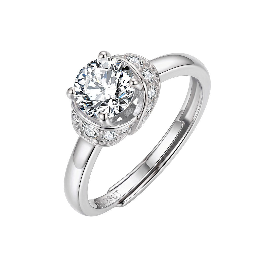 Kemstone 1CT Round Moissanite Halo Ring for Women 925 Sterling Silver SMOR31