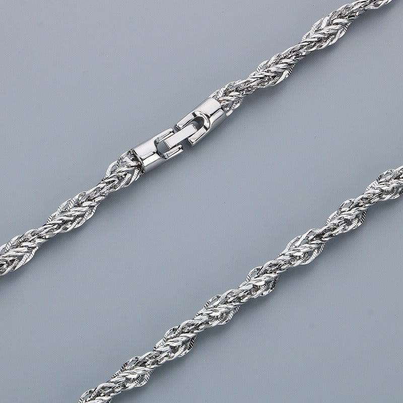 Kemston Twisted Rope Chain Necklace for Men Titanium Steel Braided Steel Gold Rose Gold KN304215-KFC