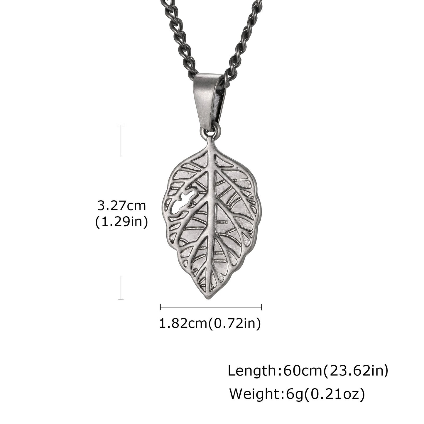 Kemstone Stainless Steel Leaf Pendant Necklace for Men – Vintage Nature-Inspired Design PN-2322