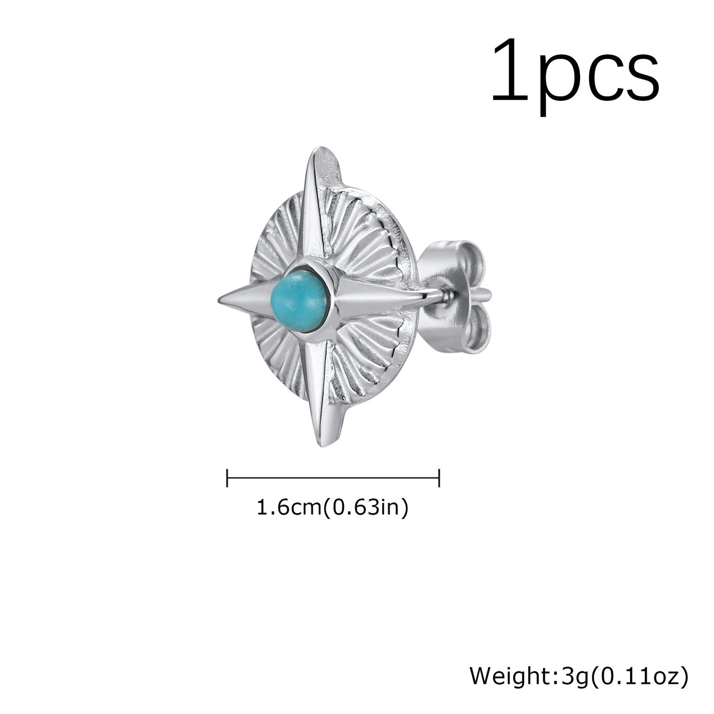 Kemstone Geometric Star Turquoise Stud Earring for Men ES-775