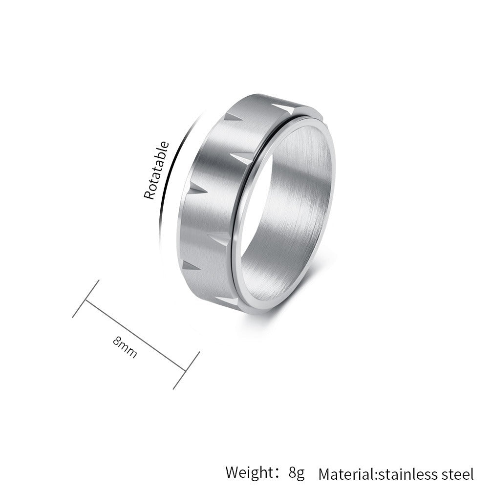 Kemstone Spinner Ring for Men Stainless Steel Matte Rotating Design K-R1148