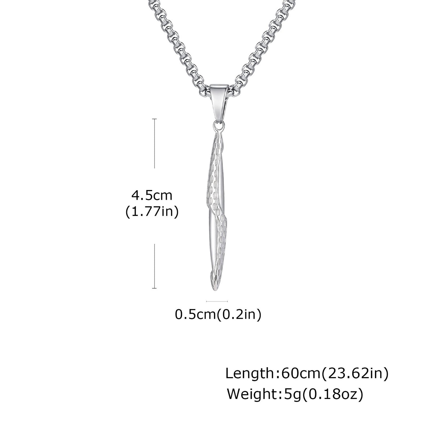 Kemstone Men’s Stainless Steel Hammered Bar Pendant Necklace PN-2217