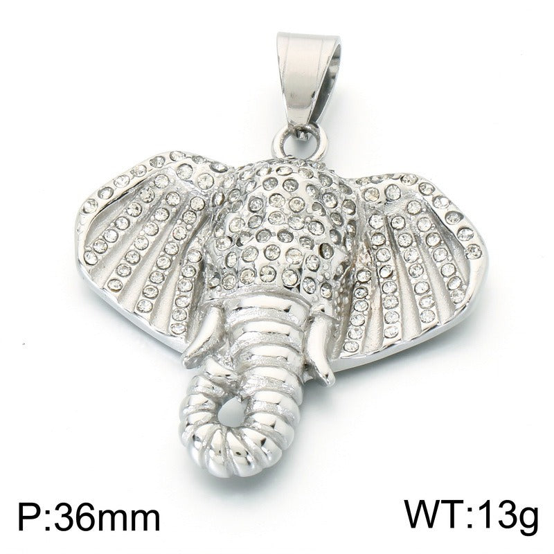 Kemstone Stainless Steel Hip Hop Crown Elephant Frog Cartoon Pendant Necklace for Men KP118618-LU
