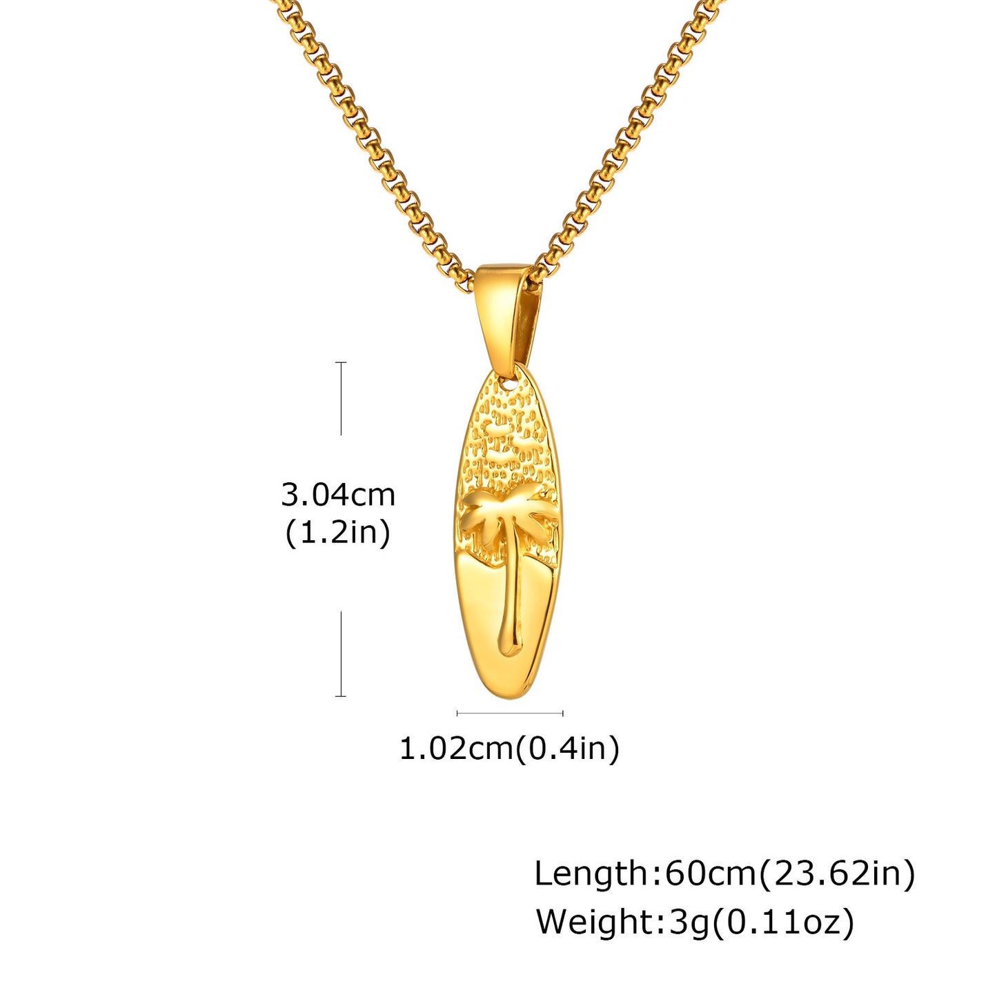 Kemstone Men’s Stainless Steel Palm Tree Necklace – Gold/Silver Oval Pendant PN-2159