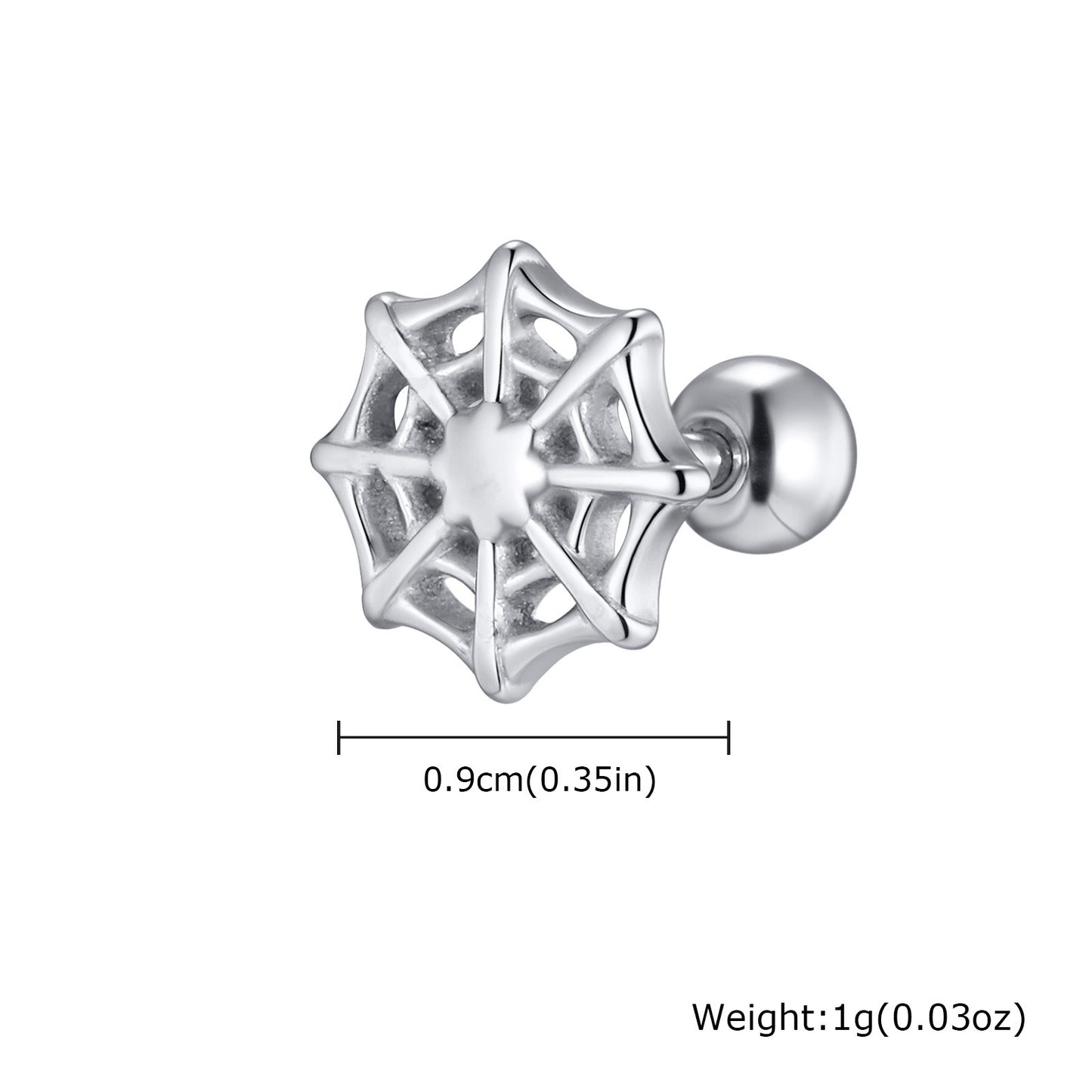 Kemstone Stainless Steel Spider Web Stud Earrings – Punk Gothic Style for Men ES-770