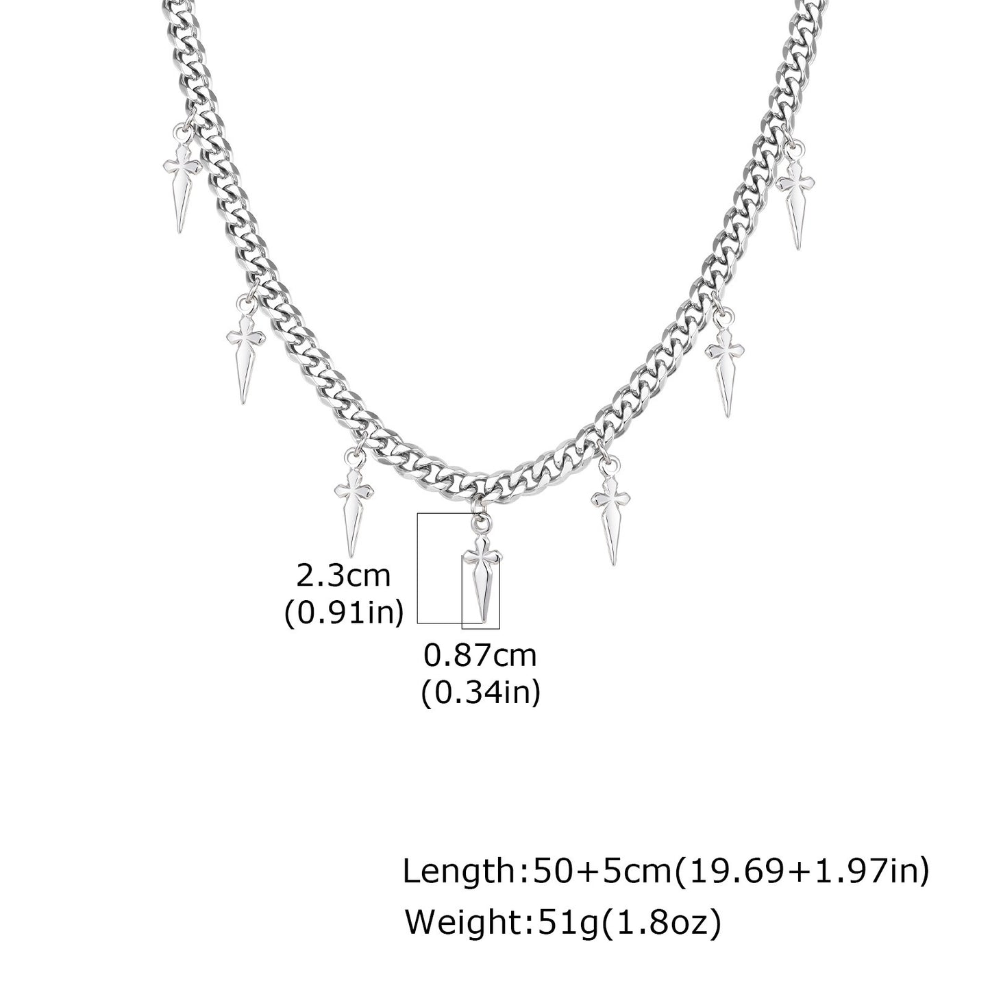 Kemstone Stainless Steel Cross Charm Cuban Chain Necklace for Men NC-263