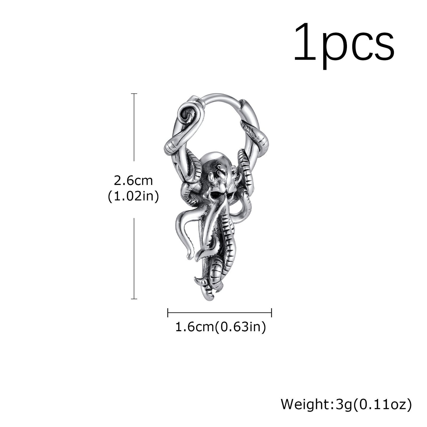 Kemston Stainless Steel Octopus Hoop Ear Cuff Earring for Men EH-891