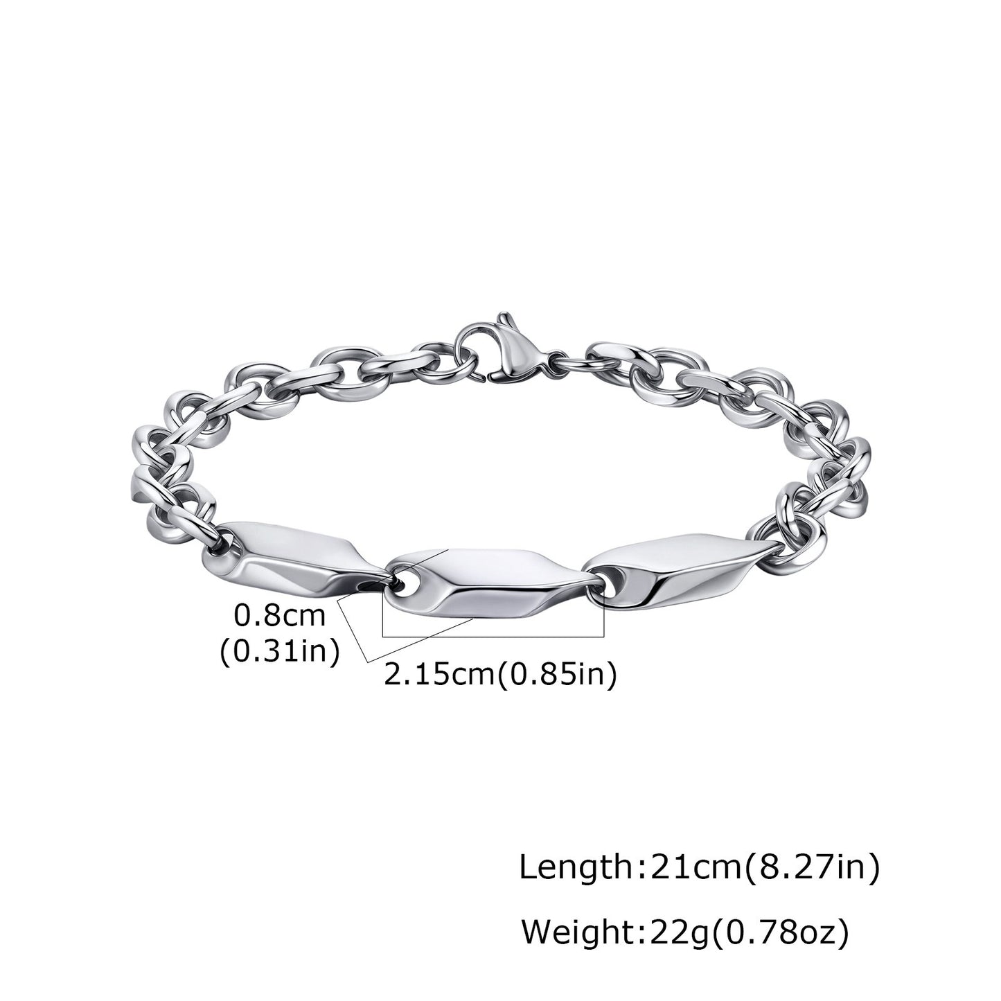 Kemstone Stainless Steel Twisted Link Bracelet for Men BR-2799