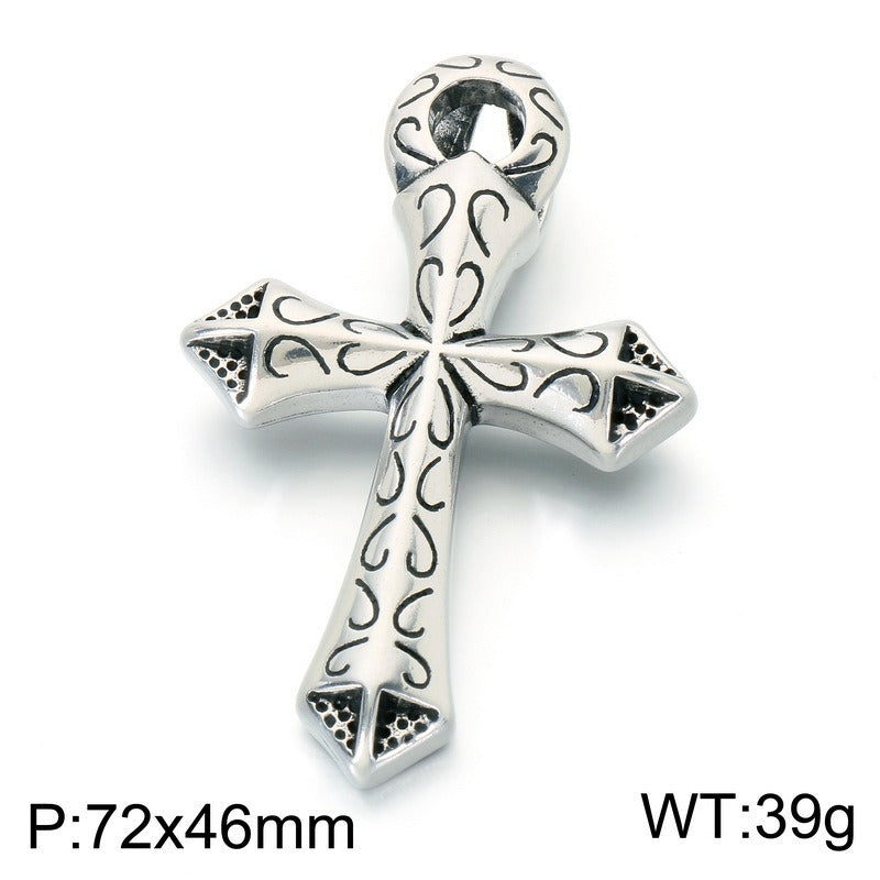 Kemstone Stainless Steel Gothic Skull Cross Pendant Necklace for Men Punk KP118631-LU