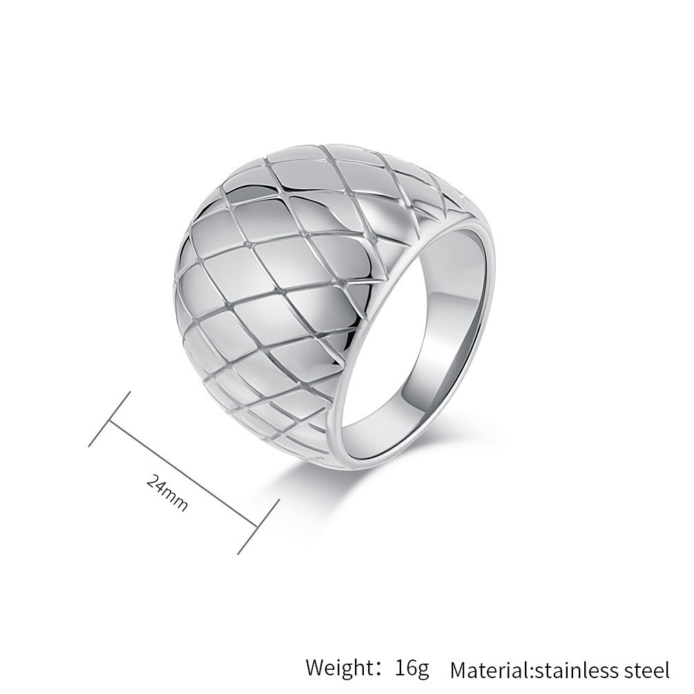 Geometric Mesh Stainless Steel Ring – Modern Artisan Design for Everyday Luxury and Timeless Expression K-R973