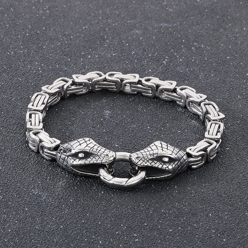 Kemstone Titanium Steel Double Snake Imperial Chain Bracelet for Men KB151148-Z