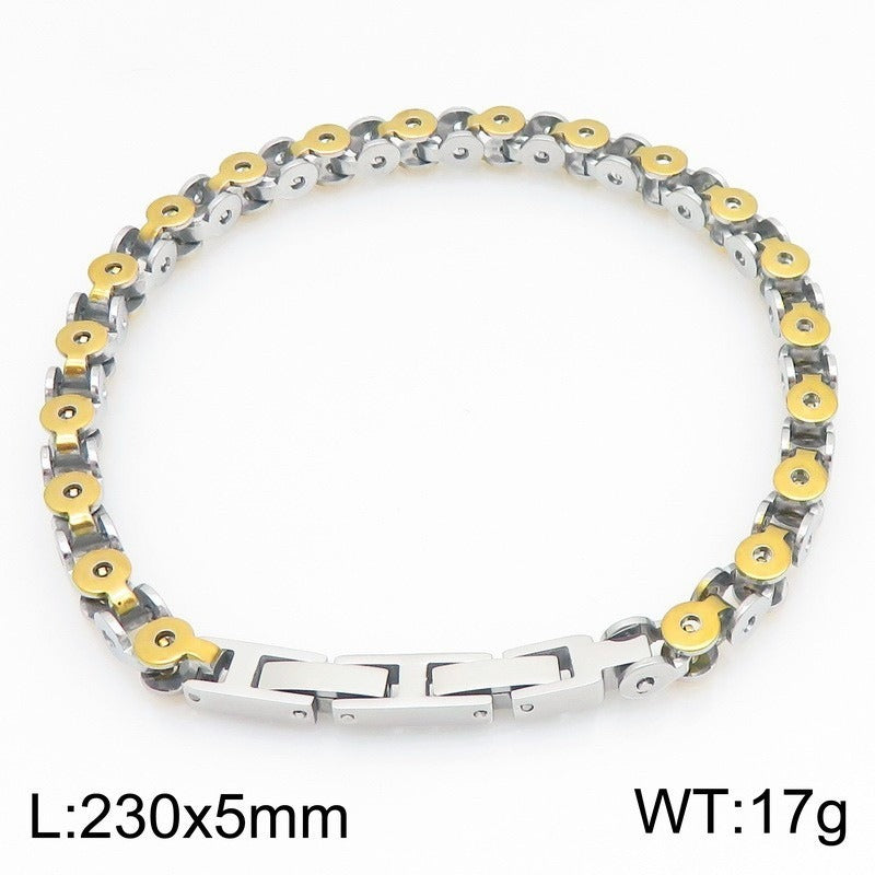Kemstone Two Tone Link Bracelet for Men Titanium Steel Gold Accent KB215899-KFC