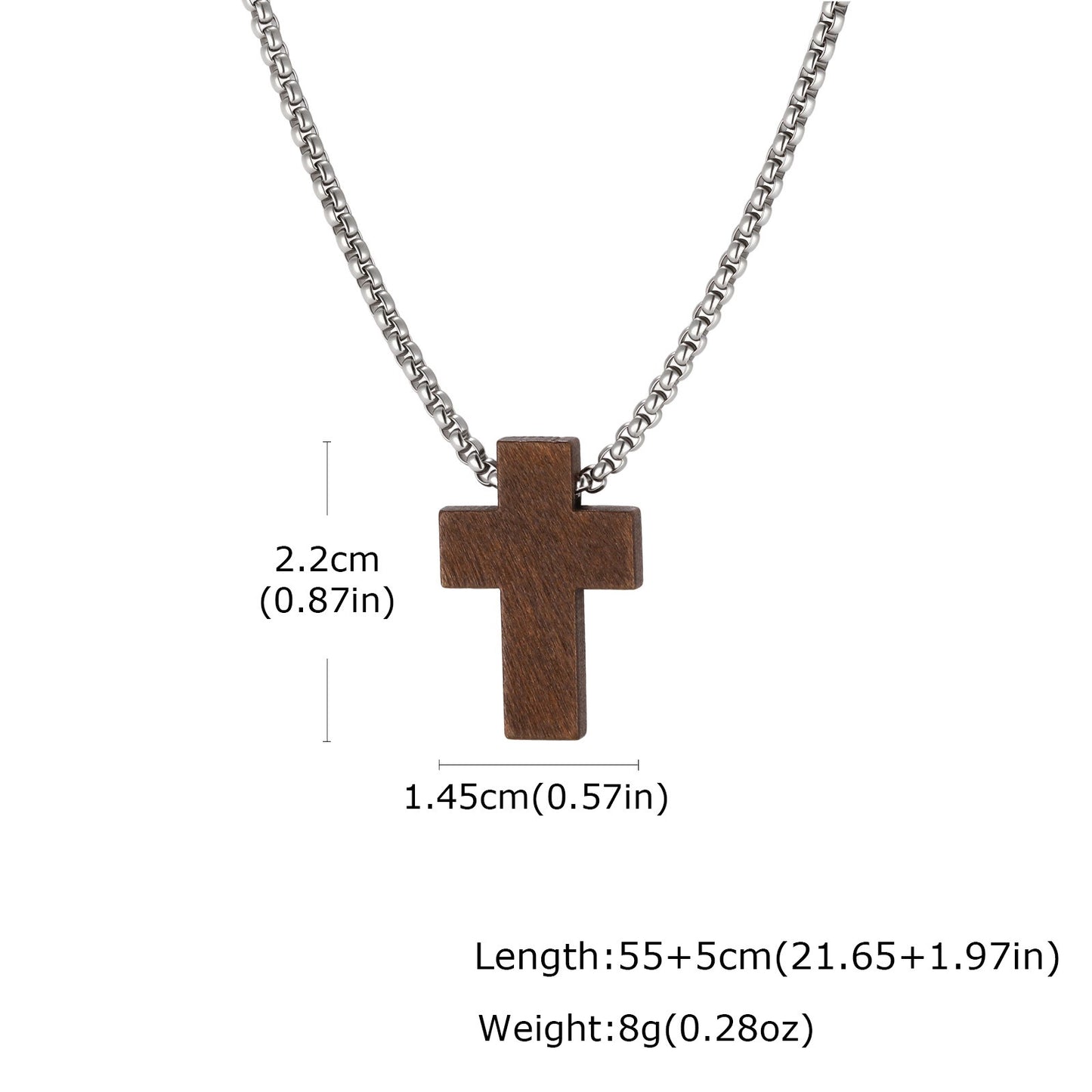 Kemstone Wooden Cross Necklace for Men with Stainless Steel Chain NC-2836