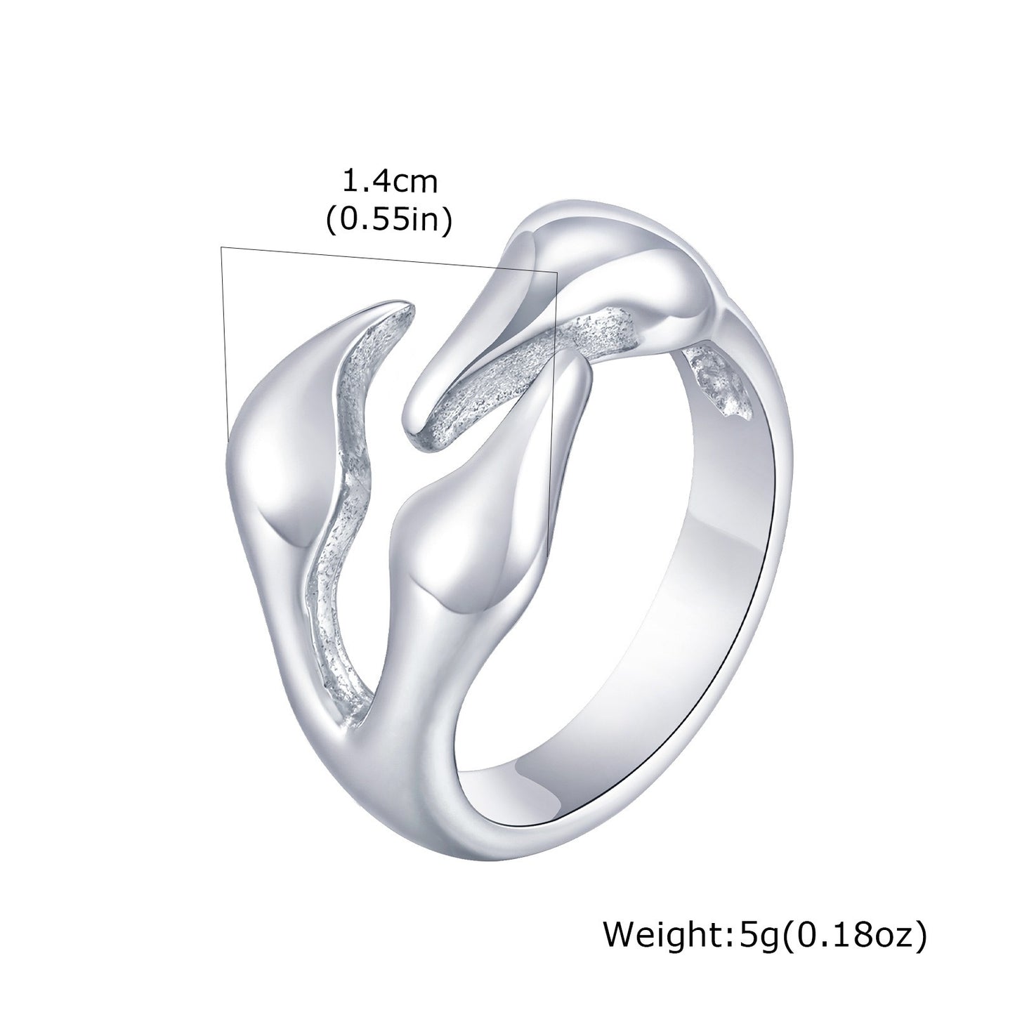 Kemstone Stainless Steel Claw Detail Ring for Men Geometric Metal Style RC-839