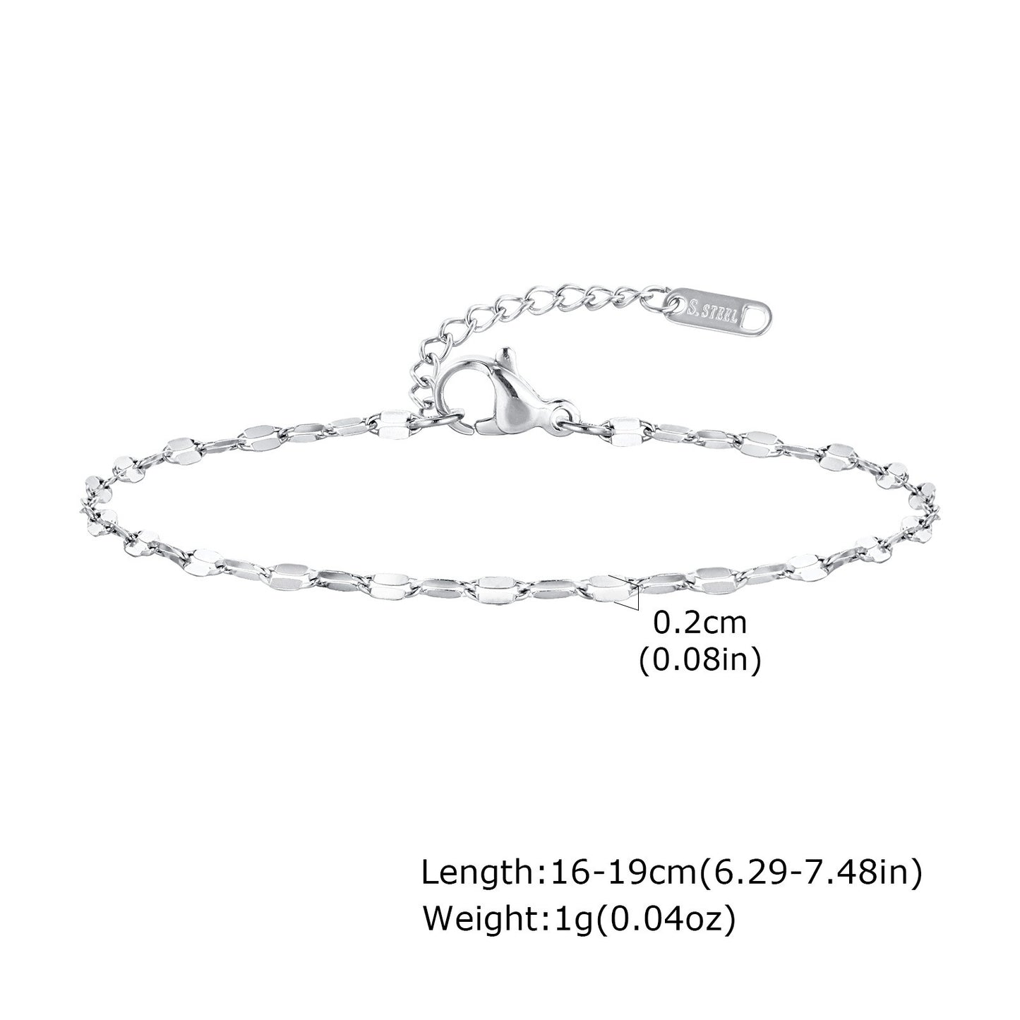 Elegante pulsera de cadena fina de acero de titanio bañada en oro de 18 quilates para mujer BR-2151