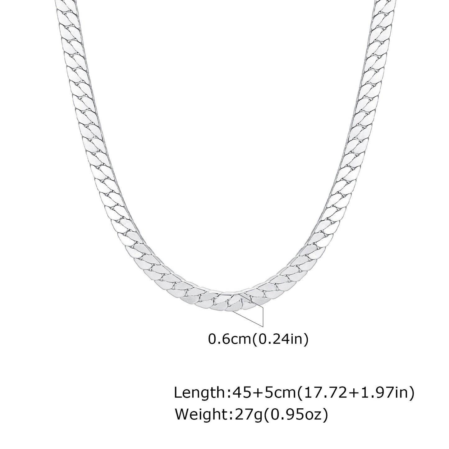 Kemstone Stainless Steel Flat Cuban Chain Necklace for Men 1740S