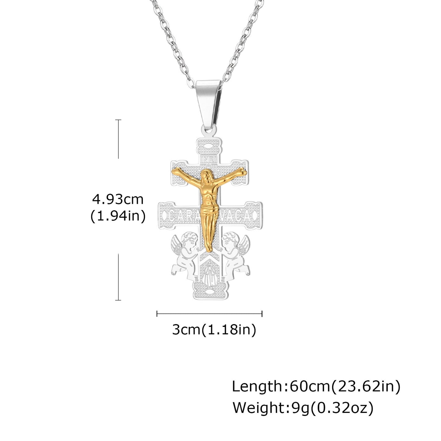 Kemstone Stainless Steel Crucifix Cross Pendant Necklace for Men PN-2318