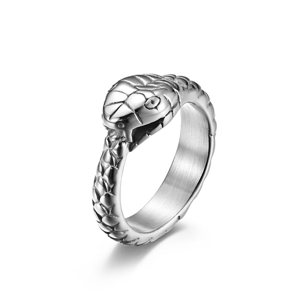 Kemstone Stainless Steel Snake Head Ring for Men K-R488