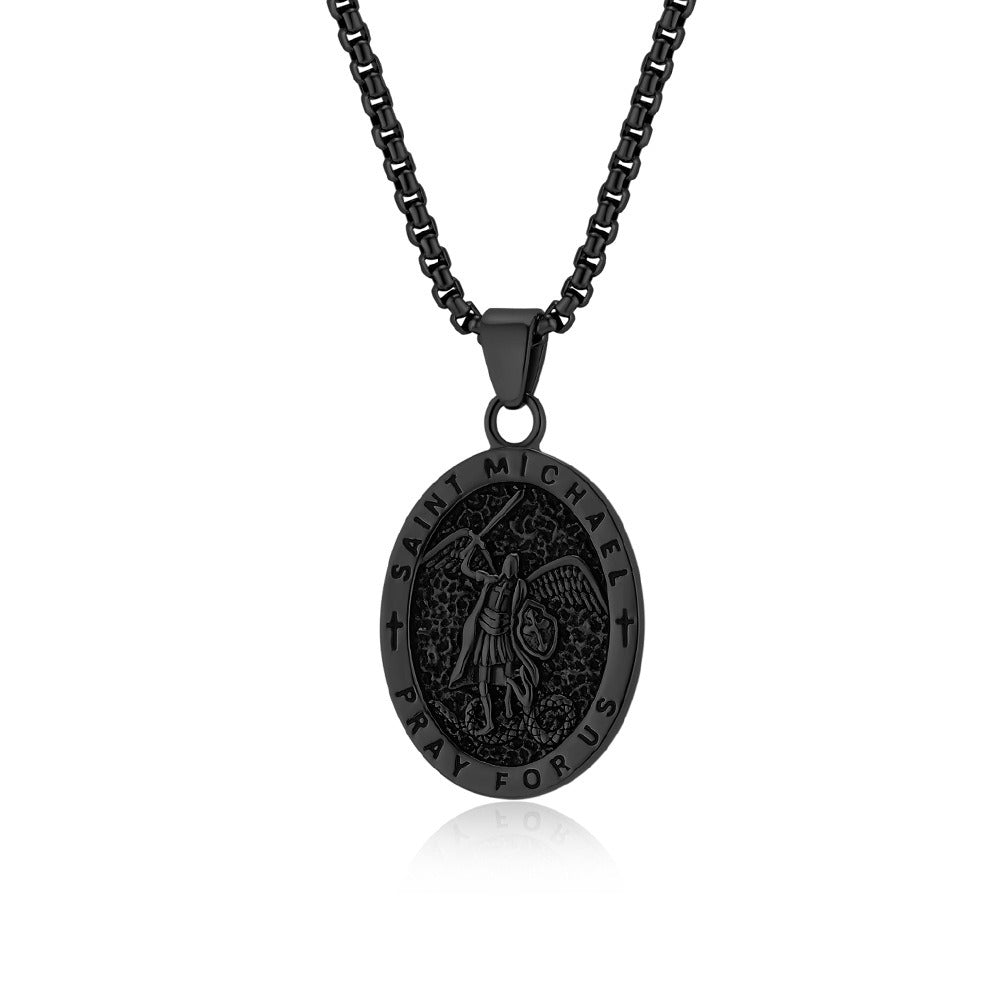 Kemstone Stainless Steel Vintage Medallion Pendant Necklace for Men K-PT604