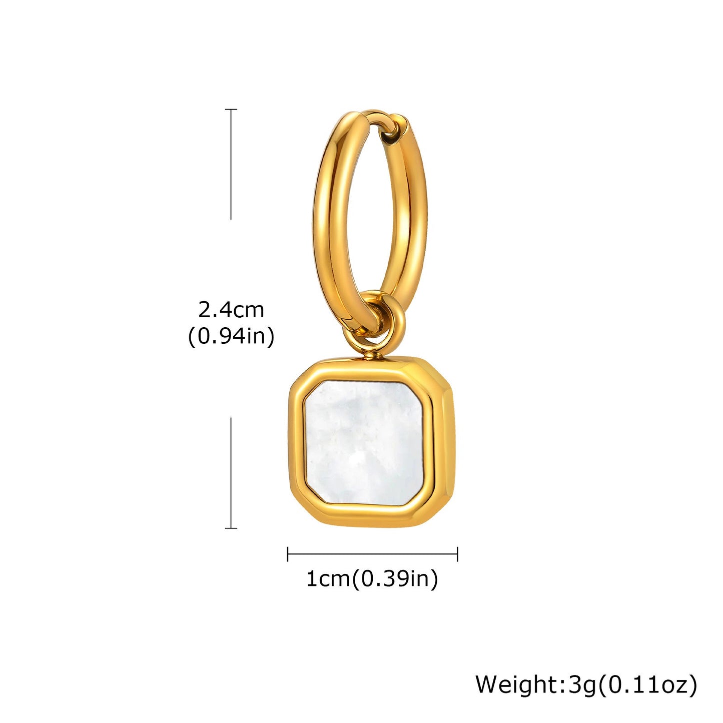 Kemstone Men & Women’s Stainless Steel Square Drop Earrings – Shell, Tiger Eye, Malachite ED-936